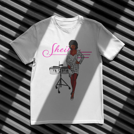 SHEILA E Hand-Drawn Percussion/Soul Portrait Tee