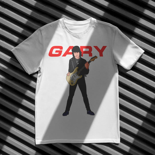 GARY MOORE Hand-Drawn Blues/Rock Guitar Portrait Tee