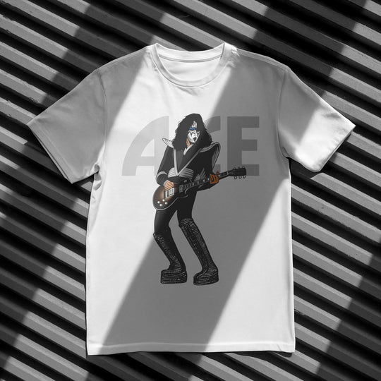 ACE FREHLEY Hand-Drawn Hard Rock Portrait Tee