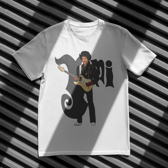 HENDRIX Hand-Drawn Psychedelic Guitar Portrait Tee