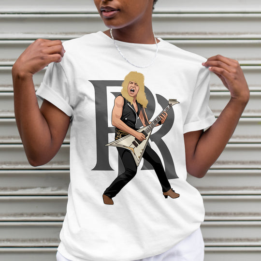 RANDY RHOADS Hand-Drawn Guitar Hero Portrait Tee