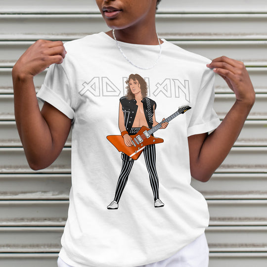 ADRIAN SMITH Hand-Drawn Metal Guitar Portrait Tee