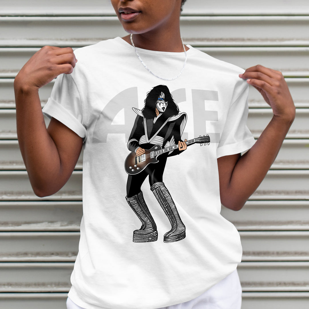 ACE FREHLEY Hand-Drawn Hard Rock Portrait Tee