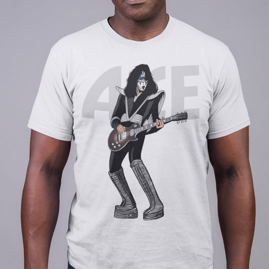 ACE FREHLEY Hand-Drawn Hard Rock Portrait Tee