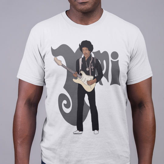 HENDRIX Hand-Drawn Psychedelic Guitar Portrait Tee