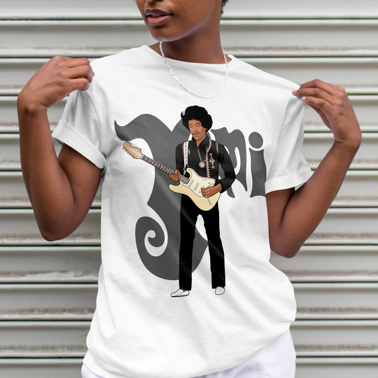 HENDRIX Hand-Drawn Psychedelic Guitar Portrait Tee