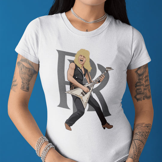 RANDY RHOADS Hand-Drawn Guitar Hero Portrait Tee