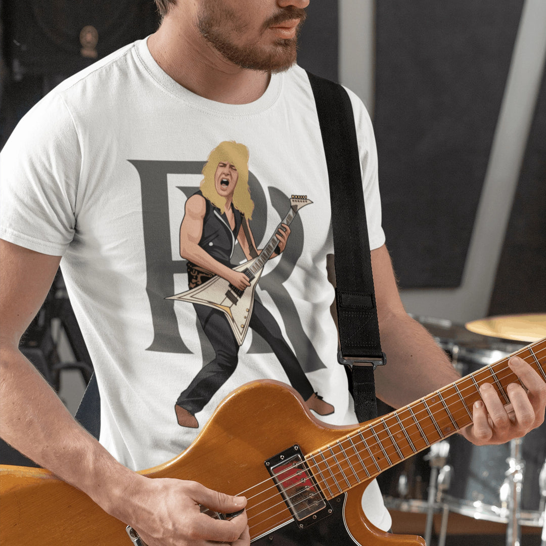 RANDY RHOADS Hand-Drawn Guitar Hero Portrait Tee