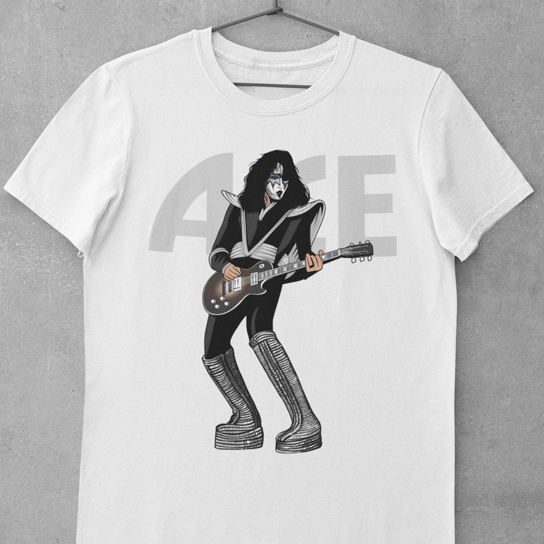 ACE FREHLEY Hand-Drawn Hard Rock Portrait Tee