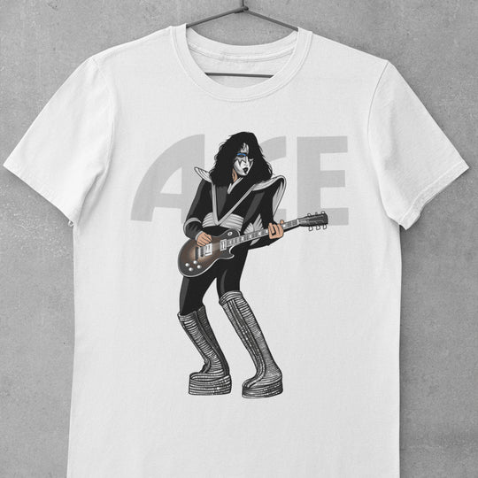 ACE FREHLEY Hand-Drawn Hard Rock Portrait Tee