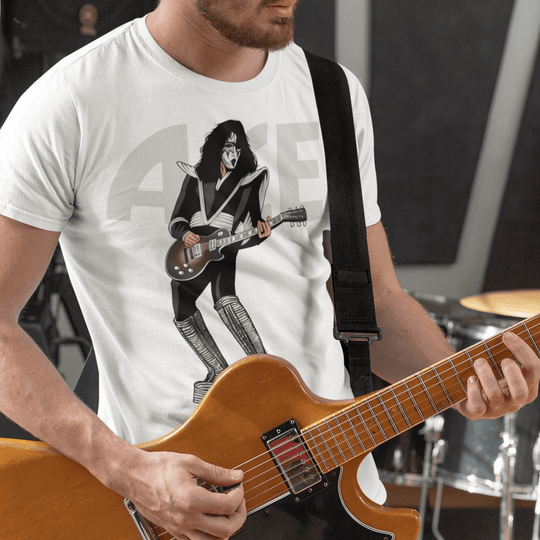 ACE FREHLEY Hand-Drawn Hard Rock Portrait Tee
