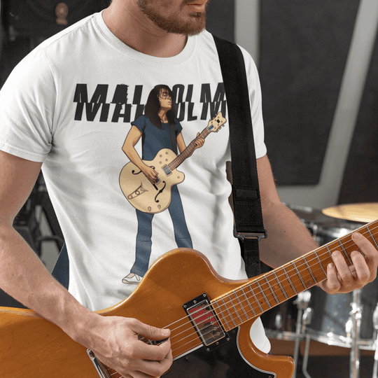 MALCOLM YOUNG Hand-Drawn Rhythm Guitar Portrait Tee