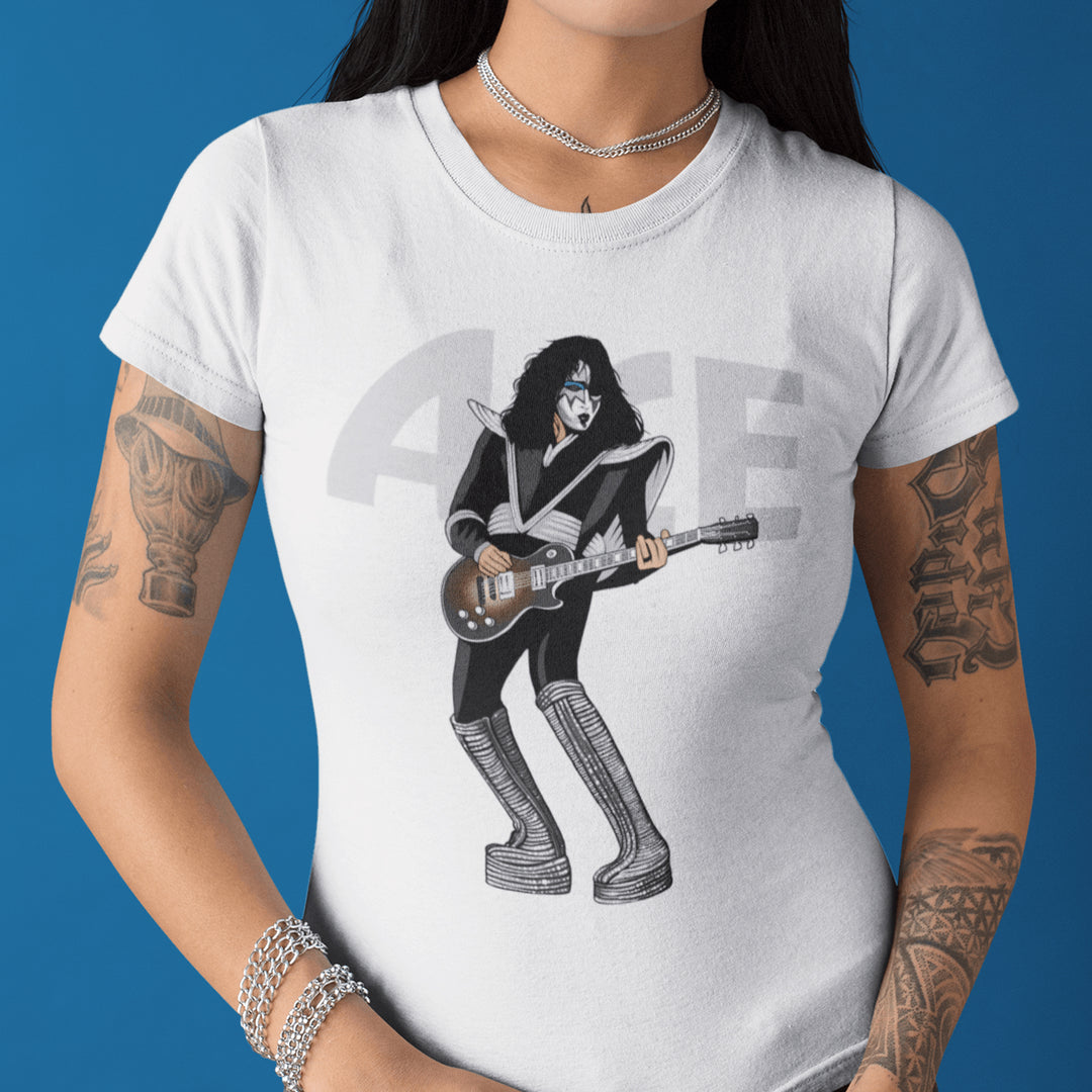 ACE FREHLEY Hand-Drawn Hard Rock Portrait Tee