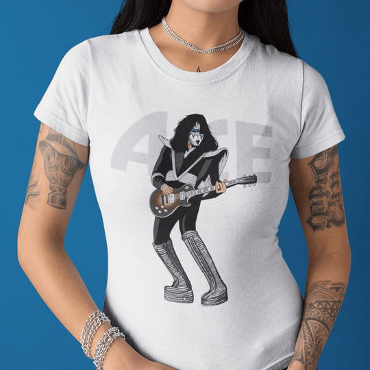 ACE FREHLEY Hand-Drawn Hard Rock Portrait Tee