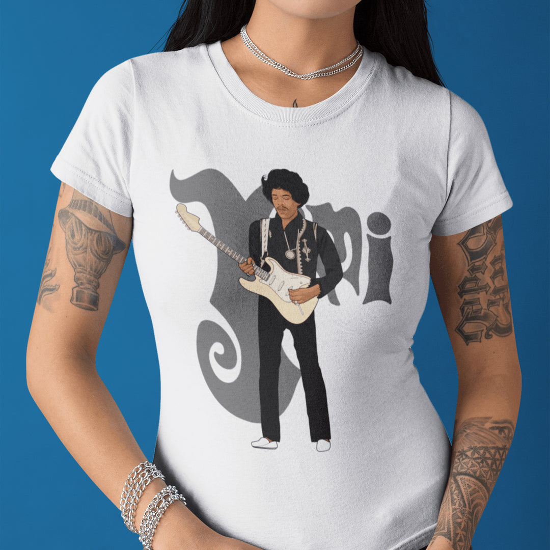 HENDRIX Hand-Drawn Psychedelic Guitar Portrait Tee